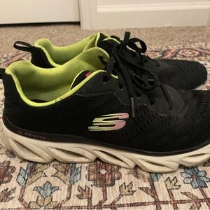 Skechers Kids Black and Lime Sneakers